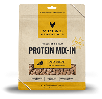 Vital Essentials Protein Mix-In Duck Mini Nibs Freeze Dried Raw Dog Food Topper