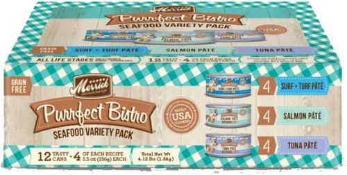 Merrick Purrfect Bistro Grain Free Seafood Variety Pack Canned Cat Food - 12 x 5.5 oz - BB Date: Nov 30 2023