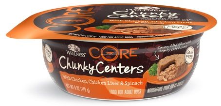Wellness CORE Grain-Free Chunky Centers with Chicken, Chicken Liver & Spinach Wet Dog Food 24 x 6 oz