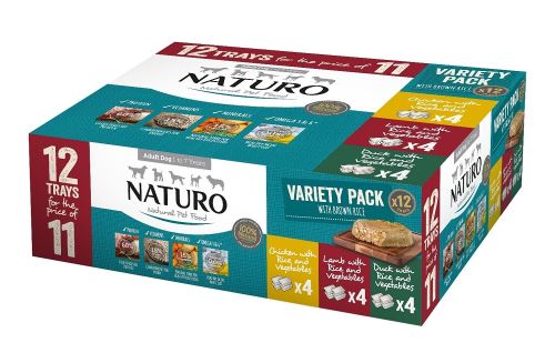 Naturo Adult Dog with Rice Variety Pack Wet Dog Food - 12x400g