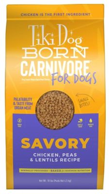 Tiki Dog Born Carnivore Savory Chicken, Peas & Lentils Recipe Grain-Free Baked Kibble Dry Dog Food