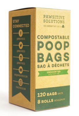 Pawsitive Solutions Compostable Poop Bags Unscented - 120Bags/Box 