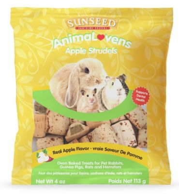 SUNSEED Animalovens Apple Struddle Pet Rabbit, Guinea Pig, Rat & Hamster Treats - 4oz 
