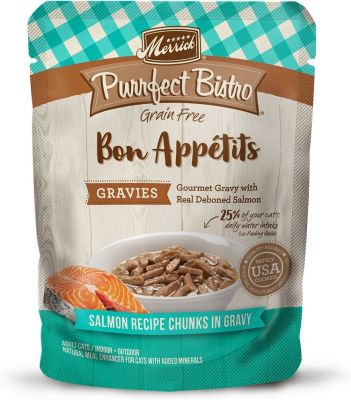 Merrick Purrfect Bistro Bon Appetits Grain-Free Salmon in Gravy Cat Food Pouches - 24x3oz