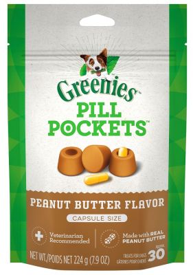 Greenies Pill Pockets Peanut Butter Flavor Capsule Treat for Dogs - 30ct