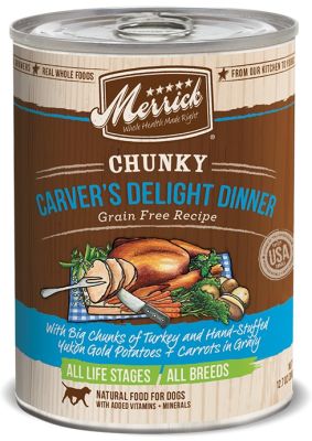 Merrick Chunky Grain-Free Carvers Delight Dinner Canned Dog Food 12x12.7oz