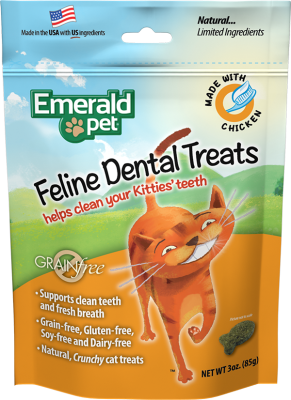 Emerald Pet Feline Dental Treats with Chicken Cat Treats 