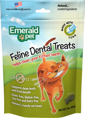 Emerald Pet Feline Dental Treats with Tuna Cat Treats 