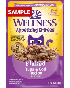Wellness Appetizing Entrees Flaked Tuna and Cod Recipe Cat Food Pouches - Sample