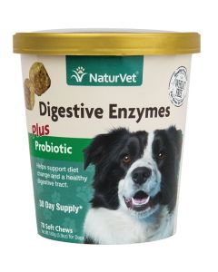 NaturVet Digestive Enzymes Plus Probiotic Soft Chew for Dogs