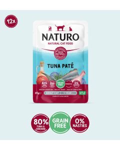Naturo Grain-Free Tuna Pate Cat Food Pouches - 12x3oz(85g)