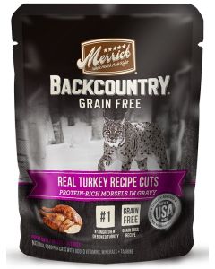 Merrick Backcountry Grain-Free Morsels in Gravy Real Turkey Recipe Cuts Cat Food Pouches - 24x3oz