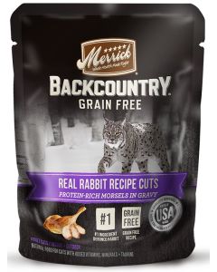 Merrick Backcountry Grain-Free Morsels in Gravy Real Rabbit Recipe Cuts Cat Food Pouches - 24x3oz