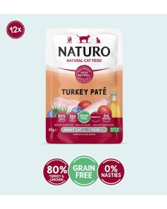 Naturo Grain-Free Turkey Pate Cat Food Pouches - 12x3oz(85g)