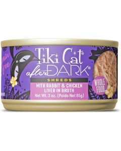 Tiki Cat After Dark Shreds Rabbit and Chicken Liver Grain-Free Canned Cat Food - 12x3oz