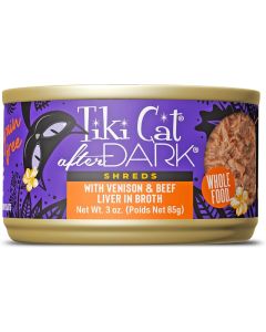 Tiki Cat After Dark Shreds Vension and Beef Liver Grain-Free Canned Cat Food - 12x3oz