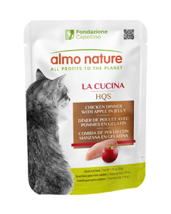 Almo Nature La Cucina HQS Chicken with Apple in Jelly Grain-Free Adult Cat Food Pouches 24x1.94oz