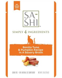 SA-SHI Grain-Free Bonito Tuna & Pumpkin in Broth Supplemental Cat Food Pouches 8x1.76oz