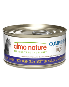 Almo Nature Complete HQS Mackerel Recipe with Sweet Potato in Gravy Grain-Free Canned Cat Food 24x2.47oz