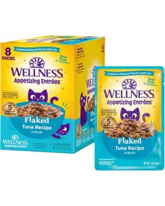 Wellness Appetizing Entrees Flaked Tuna Recipe Cat Food Pouches - 8 x 1.4oz - BB Date: Dec 2026
