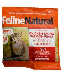 Feline Natural Chicken & King Salmon Feast Raw Freeze-Dried Cat Food - Sample