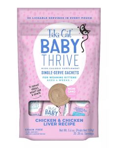 Tiki Cat Baby Thrive Chicken and Chicken Liver Recipe Supplement for Kittens Aged 4 Weeks and Over - 20 x 0.28oz