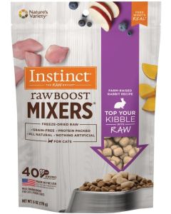 Instinct Raw Boost Mixers Grain Free Freeze Dried Rabbit Recipe Cat Food Toppers - 6oz