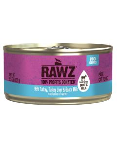RAWZ 96% Turkey, Turkey Liver and Goat's Milk Pate Canned Cat Food 24 x 5.5 oz