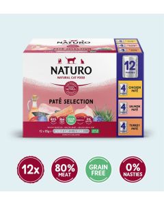 Naturo Grain-Free Pate Variety Cat Food Pouches - 12x3oz(85g)