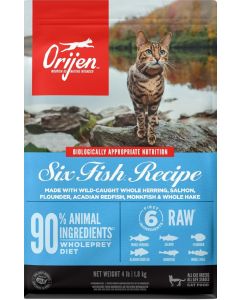 Orijen Six Fish Wild-Caught Herring, Salmon, Flounder, Acadian Redfish, Monkfish, and Whole Hake Dry Cat Food