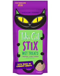 Tiki Cat Stix Grain-Free Duck in Creamy Gravy Mousse Lickable Cat Treats, 6 tubes per pack