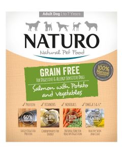 Naturo Grain Free Salmon & Potato Wet Dog Food - 7x400g
