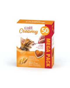 Catit Creamy Grain-Free Chicken & Liver Flavour Lickable Cat Treat - 50 Pack