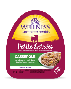 Wellness Petite Entrees Casserole with Roasted Lamb, Peas & White Sweet Potatos Wet Dog Food 12x3oz