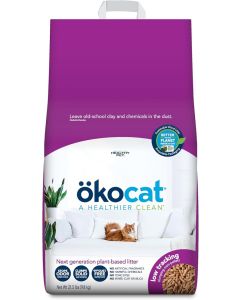 Okocat Natural Wood Low Tracking, Less Mess Mini-Pellets Clumping Cat Litter for Long-Hair Breeds-21.5 lbs