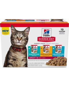 Hill's Science Diet Adult Tender Dinner Pouch Variety Pack Cat Food-12 x 2.8oz