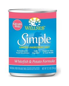 Wellness Simple Limited Ingredient Diet Grain-Free Whitefish & Potato Canned Dog Food 12x12.5oz