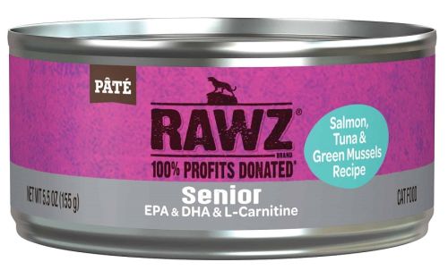 RAWZ Senior Salmon, Tuna and New Zealand Green Mussels Canned Cat Food 24 x 5.5oz