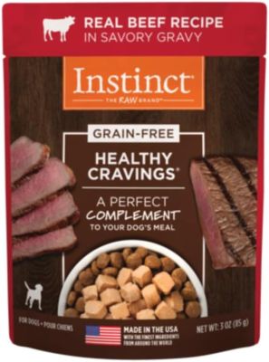 Instinct Healthy Cravings Grain Free Real Beef In Savory Gravy Wet Dog Food Topper - 24x3oz