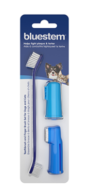 Bluestem Oral Care Toothbrush and Finger Brush set for Dogs & Cats - 3pcs