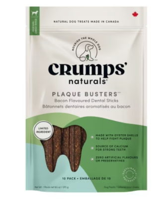 Crumps' Naturals Plaque Busters Bacon Flavor Natural Dental Sticks Dog Treats