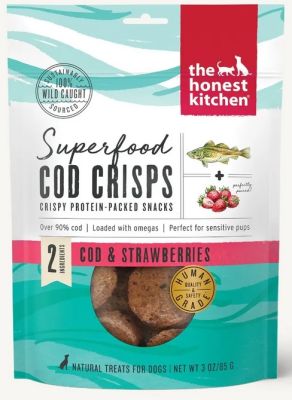 The Honest Kitchen Superfood Cod Crisps Cod & Strawberry Dehydrated Dog Treats - 3oz