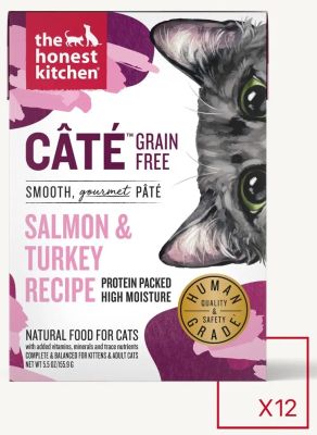 The Honest Kitchen Cate Grain Free Salmon & Turkey Recipe Pate Wet Cat Food - 12 x 5.5oz