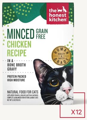 The Honest Kitchen Minced Grain Free Chicken Recipe in A Bone Broth Gravy Wet Cat Food - 12 x 5.5oz