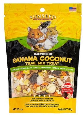 SUNSEED Vita Prima Hamster, Gerbil, Rat & Mouse Banana Coconut Trail Mix Treat - 5oz 