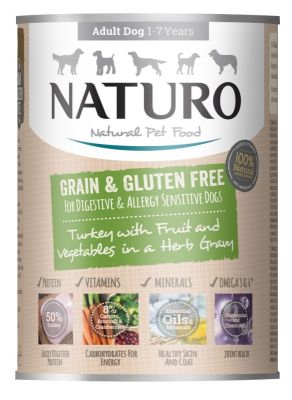 Naturo Grain Free Turkey in Herb Gravy Wet Dog Food - 12x390g