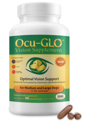 Ocu-GLO Canine Vision Supplement Gelcaps for Medium to Large Dogs, 11 lbs and over - 90ct