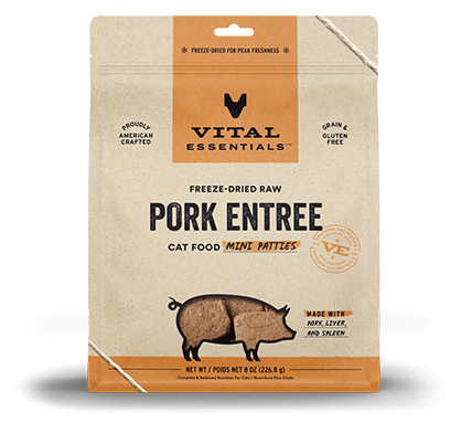 Vital Essentials Pork Entree Mini Patties Freeze Dried Raw Cat Food