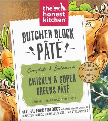 The Honest Kitchen Butcher Block Chicken & Super Greens Pate Wet Dog Food - 6x10.5oz