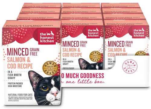 The Honest Kitchen Minced Grain Free Salmon & Cod Recipe in A Fish Broth Gravy Wet Cat Food - 12 x 5.5oz